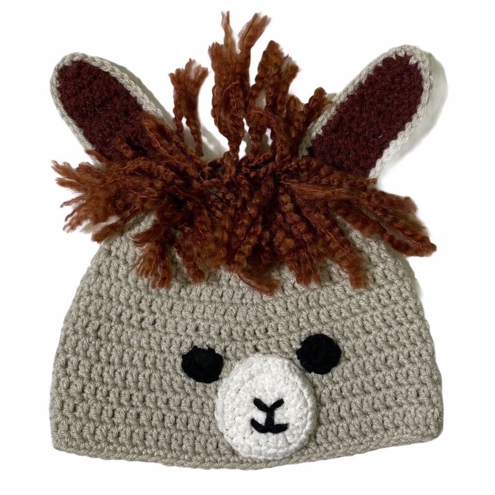 Llama hat handmade crochet new, never worn
